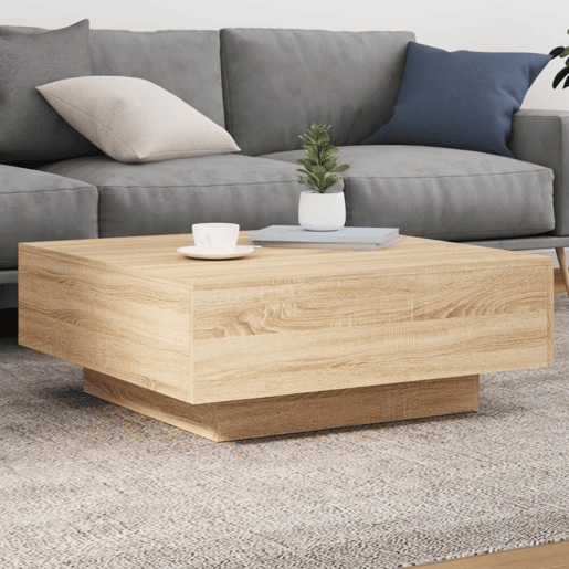 Mesa de Centro, Mesa baixa, com luzes LED 80x80x31 cm carvalho sonoma