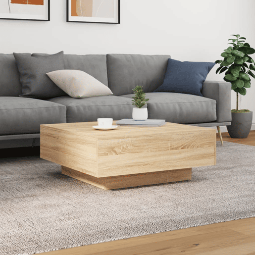 Mesa de Centro, Mesa baixa, com luzes LED 80x80x31 cm carvalho sonoma