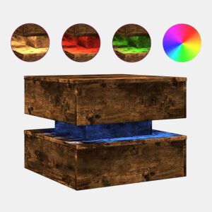 Mesa de Centro, Mesa baixa, com luzes LED 50x50x40 cm carvalho fumado