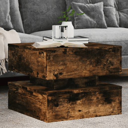Mesa de Centro, Mesa baixa, com luzes LED 50x50x40 cm carvalho fumado