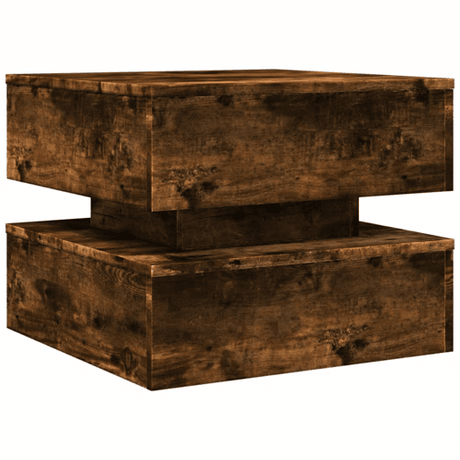 Mesa de Centro, Mesa baixa, com luzes LED 50x50x40 cm carvalho fumado