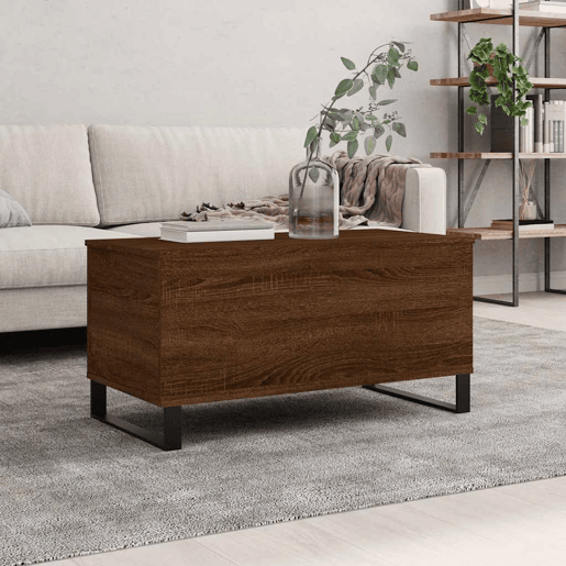 Mesa de Centro, Mesa baixa, 90x44,5x45 cm derivados madeira carvalho castanho