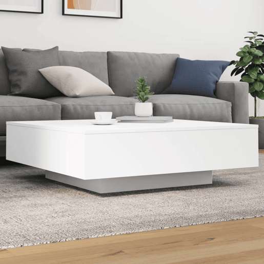 Mesa de Centro, Mesa baixa, com luzes LED 100x100x31 cm branco