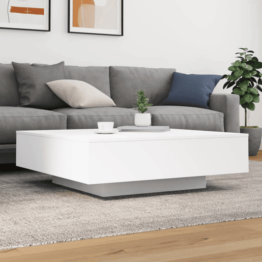 Mesa de Centro, Mesa baixa, com luzes LED 100x100x31 cm branco