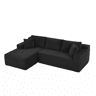 Sofá modular em L de 4 lugares - Espuma viscoelástica, com chaise longue extragrande - Preto