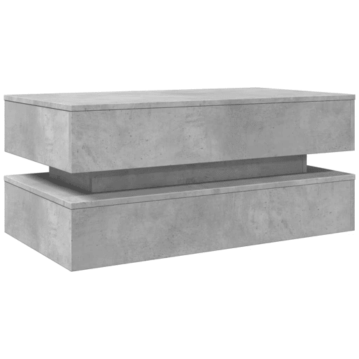 Mesa de Centro, Mesa baixa, com luzes LED 90x50x40 cm cinzento cimento