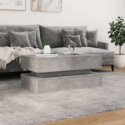 Mesa de Centro, Mesa baixa, com luzes LED 90x50x40 cm cinzento cimento
