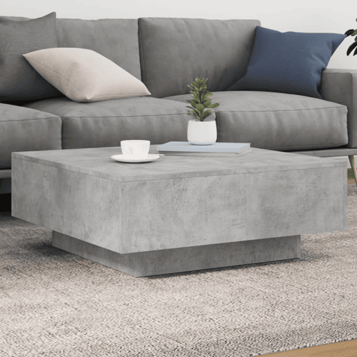Mesa de Centro, Mesa baixa, com luzes LED 80x80x31 cm cinzento cimento