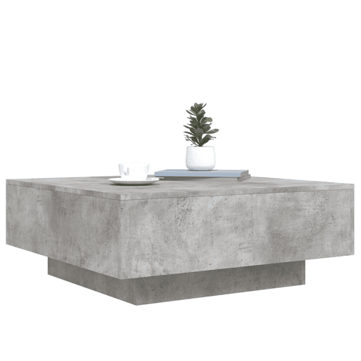 Mesa de Centro, Mesa baixa, com luzes LED 80x80x31 cm cinzento cimento