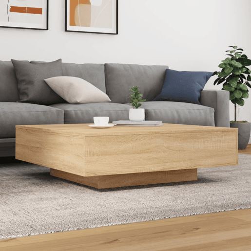 Mesa de Centro, Mesa baixa, com luzes LED 100x100x31 cm carvalho sonoma