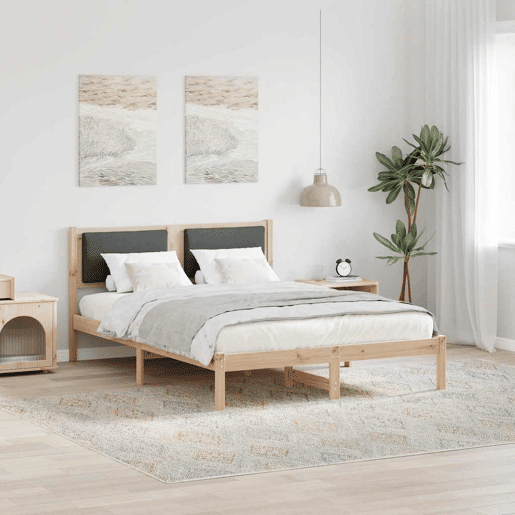 Estrutura da Cama de casal simple com cabeceira Cinza Escuro 150 x 200 cm