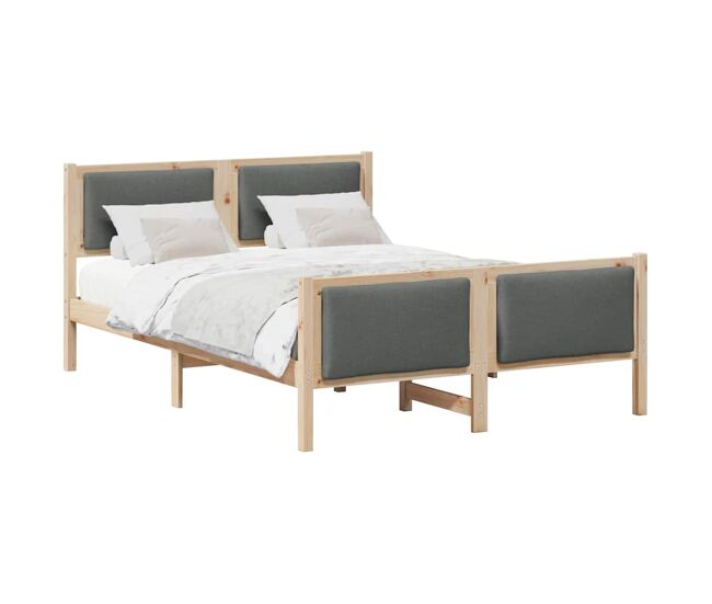 Estructura de cama matrimonial comodidad con cabecera - gris oscuro 160 x 200 cm tela