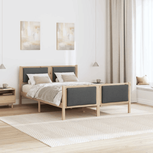 Estrutura De Cama De Casal Moderno - Cinza Escuro 160 x 200 cm tecido