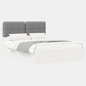 Estrutura de Cama de casal moderno com Cabeceira Estofada Cinzento-claro