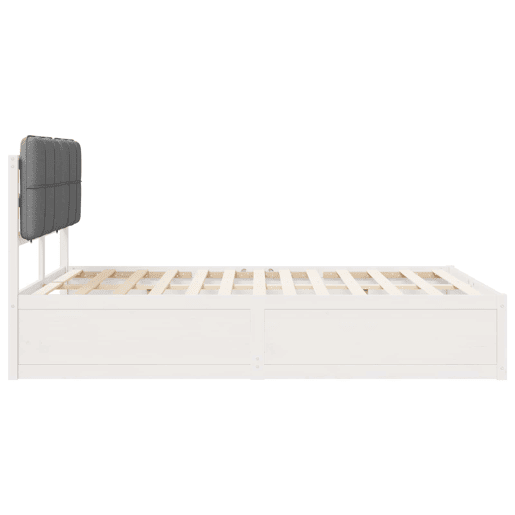 Estrutura de Cama de casal moderno com Cabeceira Estofada Cinzento-claro