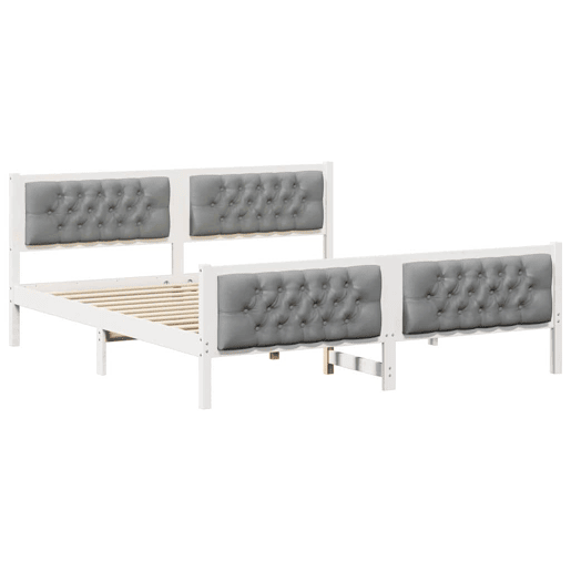 Estrutura da Cama de casal simple com cabeceira Cinzento-claro 160 x 200 cm