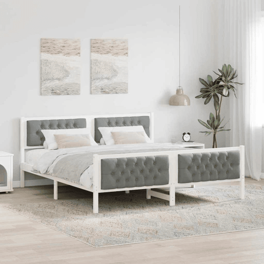 Estrutura da Cama de casal simple com cabeceira Cinzento-claro 160 x 200 cm