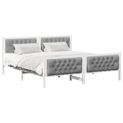 Estrutura da Cama de casal simple com cabeceira Cinzento-claro 160 x 200 cm