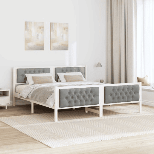 Estrutura da Cama de casal simple com cabeceira Cinzento-claro 160 x 200 cm