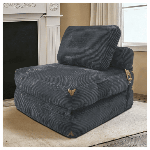 Sofá Individual Moderno - Com Armazenamento Integrado e Detalhes Elegantes com Borlas - Cinza