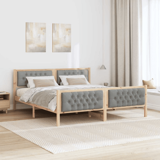 Estrutura da Cama de casal simple com cabeceira Cinzento-claro 160 x 200 cm