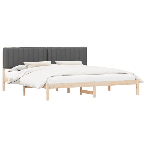 Estrutura de Cama de casal moderno com Cabeceira Estofada Cinza Escuro