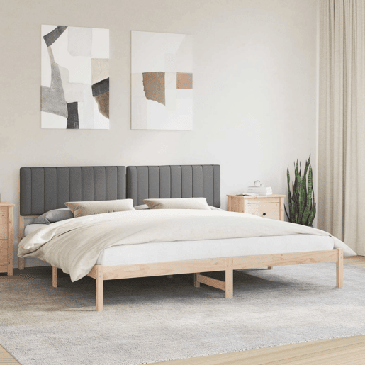 Estrutura de Cama de casal moderno com Cabeceira Estofada Cinza Escuro