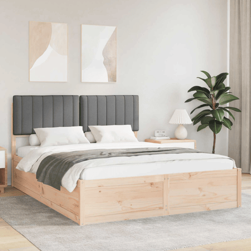 Estrutura de Cama de casal moderno com Cabeceira Estofada Cinza Escuro