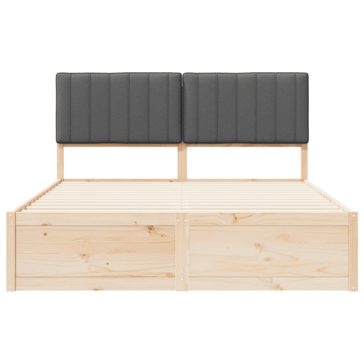 Estrutura de Cama de casal moderno com Cabeceira Estofada Cinza Escuro