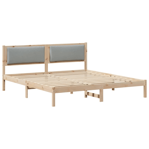 Estrutura da Cama de casal simple com cabeceira Cinzento-claro 200 x 200 cm