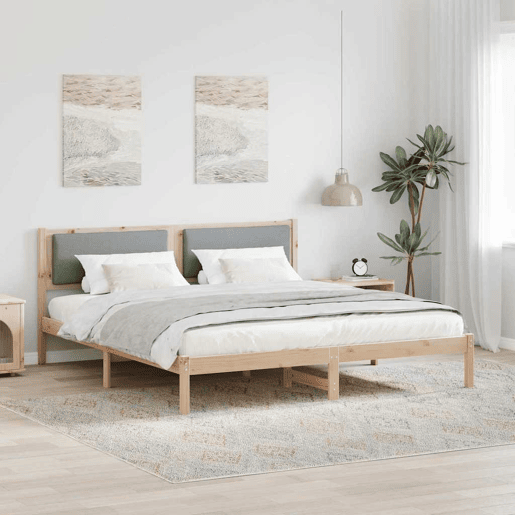 Estrutura da Cama de casal simple com cabeceira Cinzento-claro 200 x 200 cm