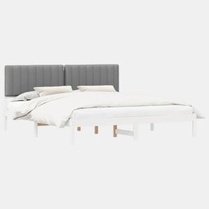 Estrutura de Cama de casal moderno com Cabeceira Estofada Cinzento-claro