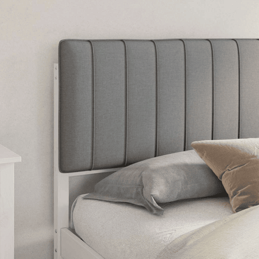 Estrutura de Cama de casal moderno com Cabeceira Estofada Cinzento-claro