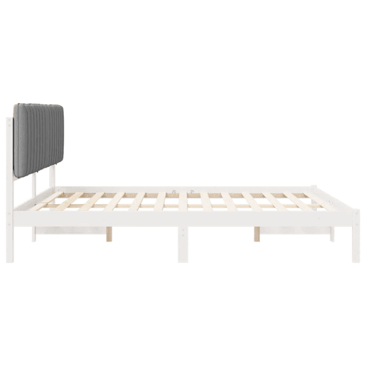 Estrutura de Cama de casal moderno com Cabeceira Estofada Cinzento-claro