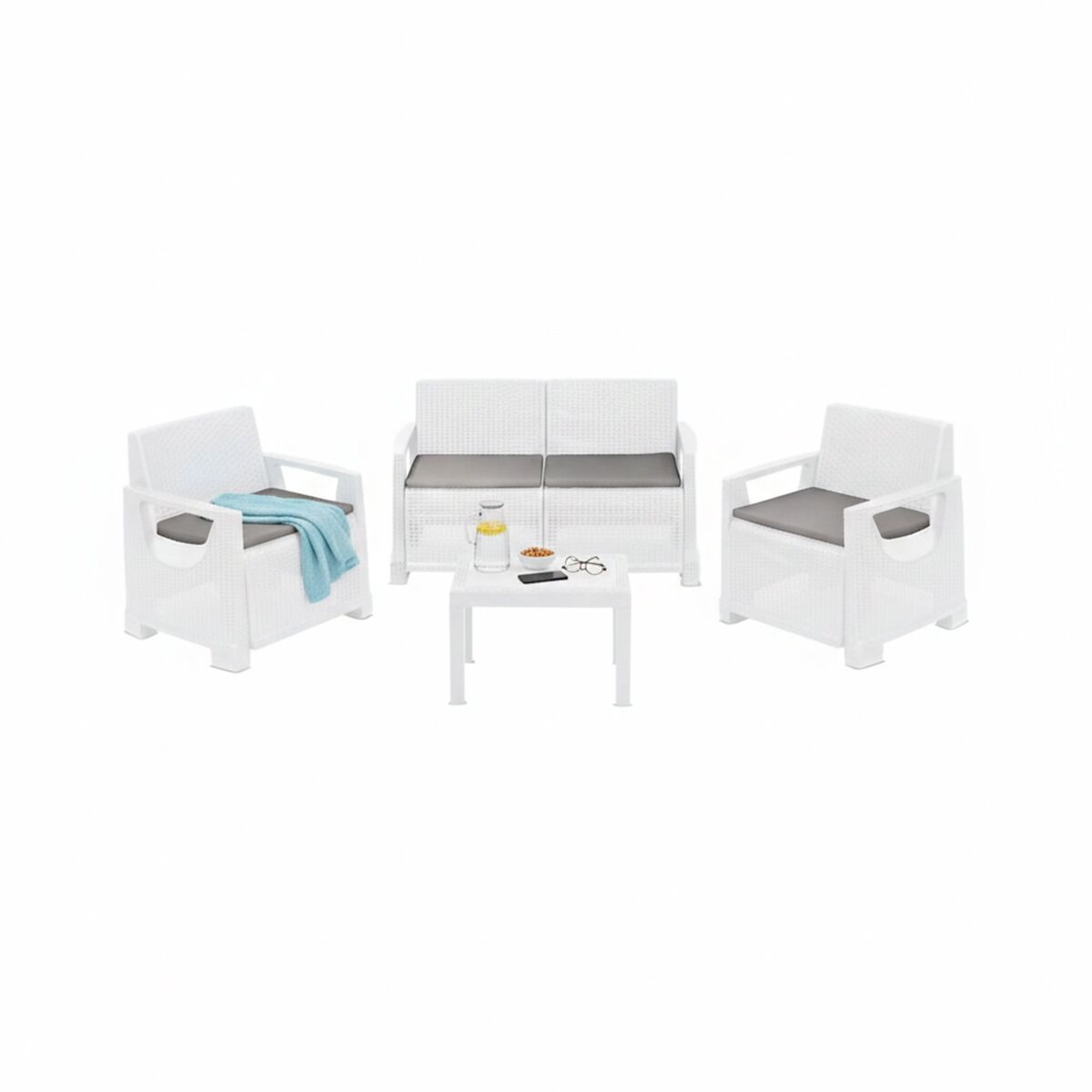 Set de sala de exterior 4 plazas en plástico