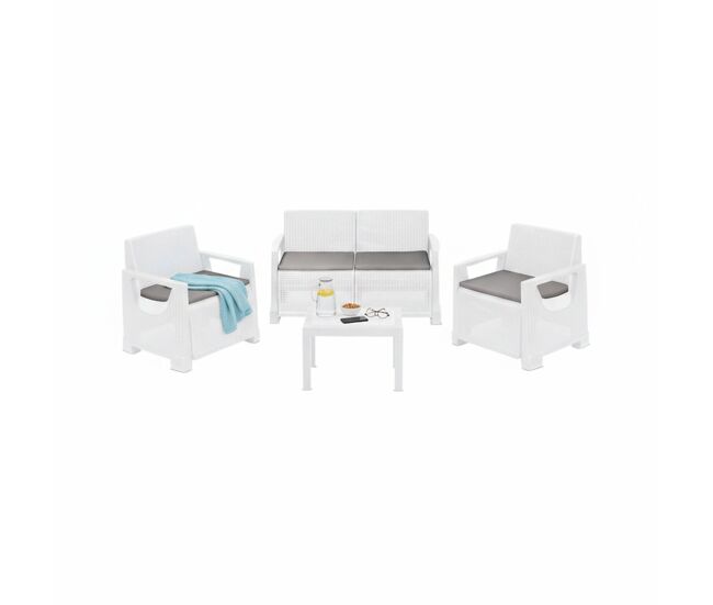 Set de sala de exterior 4 plazas en plástico