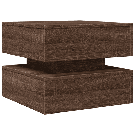 Mesa de Centro, Mesa baixa, com luzes LED 50x50x40 cm carvalho castanho