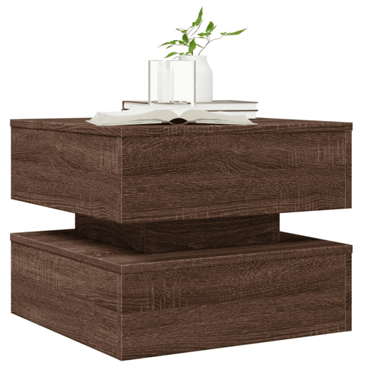 Mesa de Centro, Mesa baixa, com luzes LED 50x50x40 cm carvalho castanho
