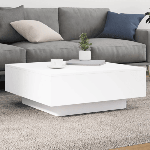 Mesa de Centro, Mesa baixa, com luzes LED 80x80x31cm branco Mesa de Centro, Mesa baixa, com luzes LED 80x80x31cm branco
