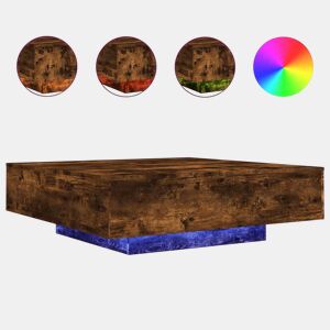 Mesa de Centro, Mesa baixa, com luzes LED 100x100x31 cm carvalho fumado