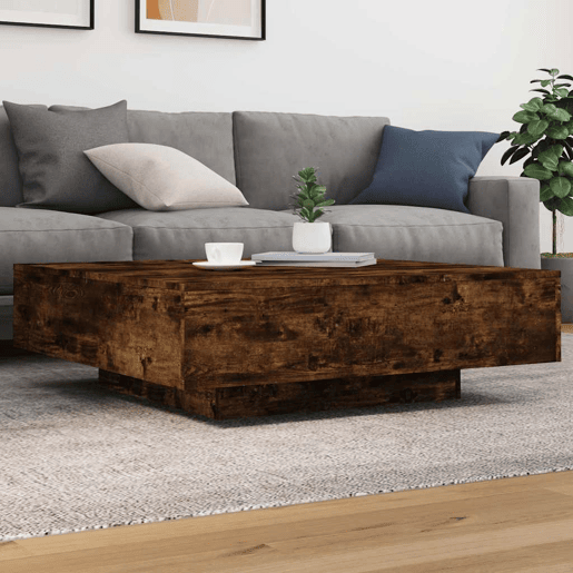 Mesa de Centro, Mesa baixa, com luzes LED 100x100x31 cm carvalho fumado