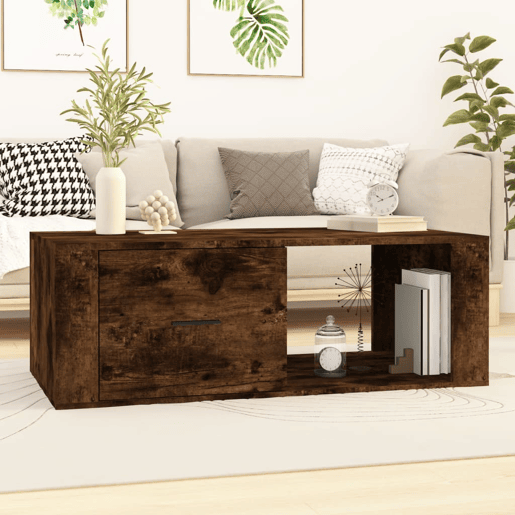 Mesa de Centro, Mesa baixa, 100x50,5x35 cm derivados madeira carvalho fumado