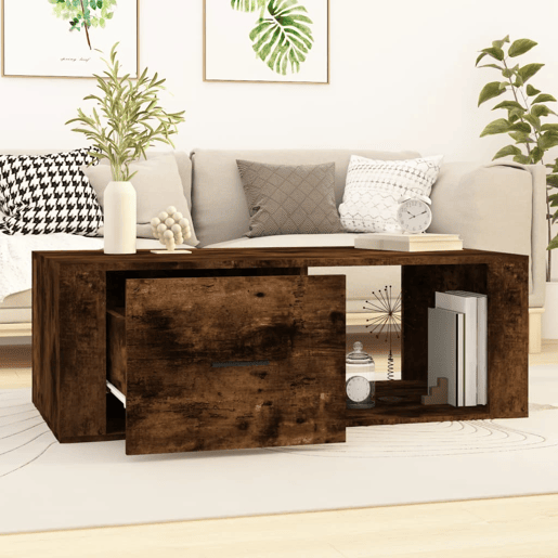 Mesa de Centro, Mesa baixa, 100x50,5x35 cm derivados madeira carvalho fumado