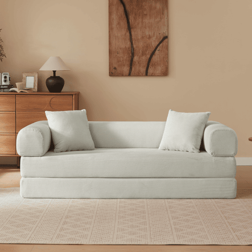 Sofá Tatami de 3 lugares - Sofá-cama, ideal para a sala de estar e o quarto - Cor bege Sofá Tatami de 3 lugares - Sofá-cama, ideal para a sala de estar e o quarto - Cor bege