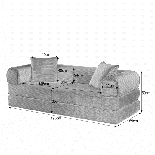 Sofá Tatami de 3 lugares - Sofá-cama, ideal para a sala de estar e o quarto - Cor bege Sofá Tatami de 3 lugares - Sofá-cama, ideal para a sala de estar e o quarto - Cor bege