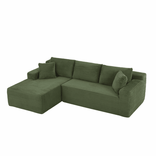 Sofá modular de 4 lugares - Sofá em L com chaise longue grande e espuma viscoelástica - Verde Sofá modular de 4 lugares - Sofá em L com chaise longue grande e espuma viscoelástica - Verde
