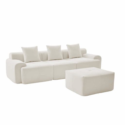 Sofá modular de 3 lugares 268×102×78 cm - Espuma viscoelástica, formato em L, sem montagem - Bege