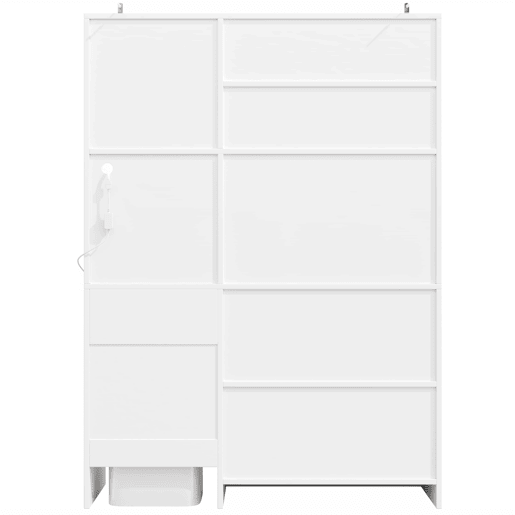 Armário de cozinha 130 x 45 x 180 cm - alto, com portas de vidro e iluminação LED - branco