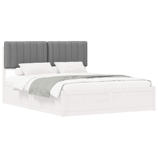 Estrutura de Cama de casal moderno com Cabeceira Estofada Cinzento-claro