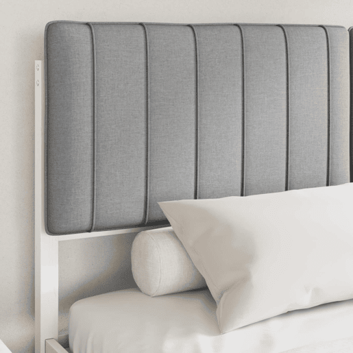Estrutura de Cama de casal moderno com Cabeceira Estofada Cinzento-claro